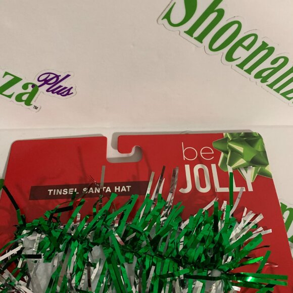 Ugly Christmas Hat Be Jolly Santa Tree Tinsel Poms Star Green Silver Red White - Picture 2 of 6